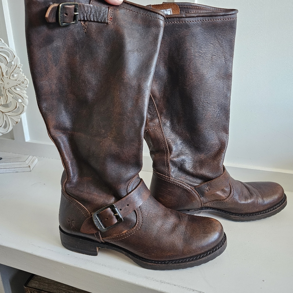 Frye Chestnut Brown Wide Calf Leather Riding Boot Sz. 8.5